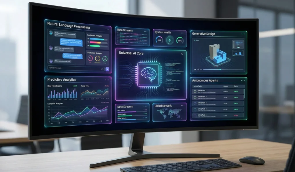 dashboard of multiple digital assistants working for business tasks